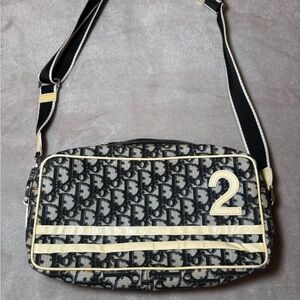 Christian Dior Vintage Trotter Monogram Navy Canvas Shoulder Crossbody Bag